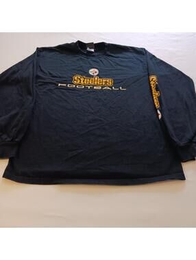 NFL Team Apparel Men's Blue Pittsburgh Steelers Long Sleeve Cotton Shirt L